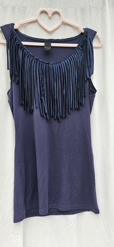 Vila navy fringe sleeveless - vila,