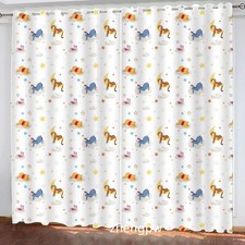 Winnie The Pooh Cartoon Pair Thick Thermal Blackout Curtains Ring Top Eyelet UK