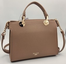 DUNE London Beige Embossed Logo Winged Top Handle Cross Body Bag