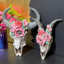Goat or Ram Skull with Flowers