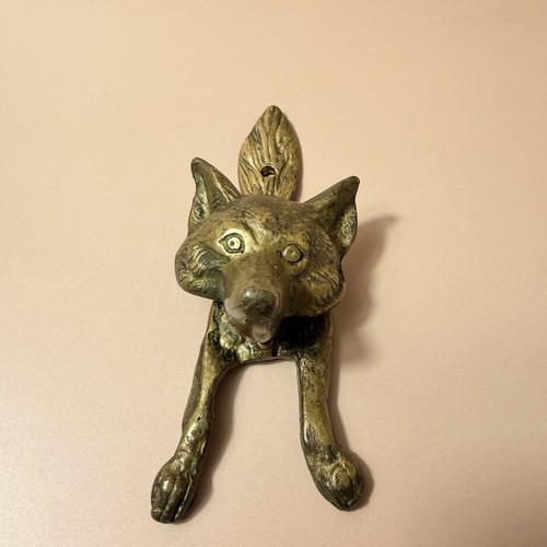 Solid brass fox - fox, door