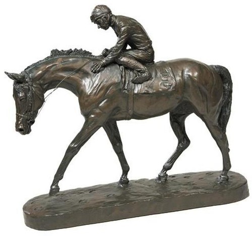 Horse and jockey resin - horse,