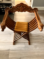 Antique Italian Folding SAVONAROLA ARMCHAIR WITH LION - 1970's