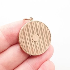 Antique Solid 9k 375 Rose Gold Locket Round 1913 Hallmark Vertical Pattern All
