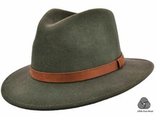 💎 GENTS CRUSHABLE  FELT FEDORA HAT 100% FELT WOOL ELEGANT HAT LEATHER BAND 