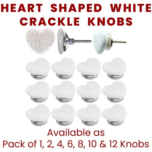 Heart shape white - white, crackle