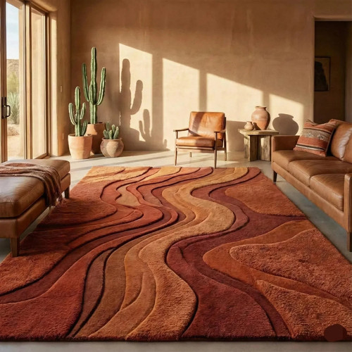 Hand tufted wool desert wave - hand,