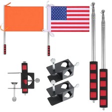 2 Pack American Boat Flag Pole Kit,12" x 18" Water Ski Boat Safety Flag with ...