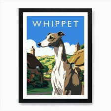 Whippet Art Print Framed Wall