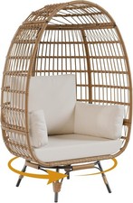 360° Swivel Egg Chair Outdoor Indoor Wicker Egg Chairs with Cushion Lounge Chair