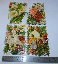 Victorian Die Cut Scraps Floral Roses Lilies Iris etc  07