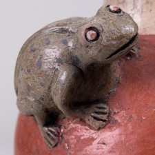 signed Martin Ibarra Mexican Pottery Vase w/ 3-Dimensional Frog -