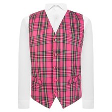 Pink Tartan Check Waistcoat