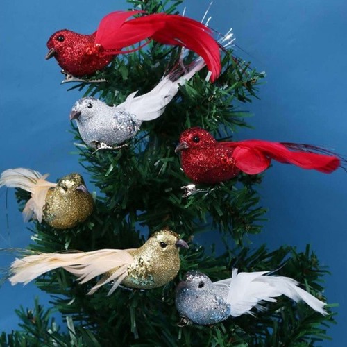 6pcs with clip fake bird - with,