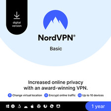 NordVPN Basic, 10 Devices, 1-Year, Premium VPN Software, Digital Code