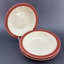 DENBY Harlequin Lite Red ￼Set/3 Cereal Or Soup 7” Bowl Stoneware England