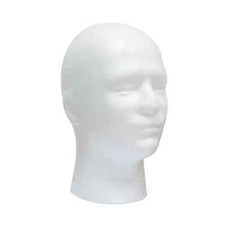 POLYSTYRENE FOAM MANNEQUIN DISPLAY HEAD MALE FEMALE UNISEX NECK WIG STAND WHITE