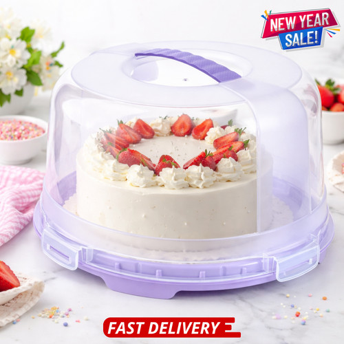 Round plastic cake storage box - storage,