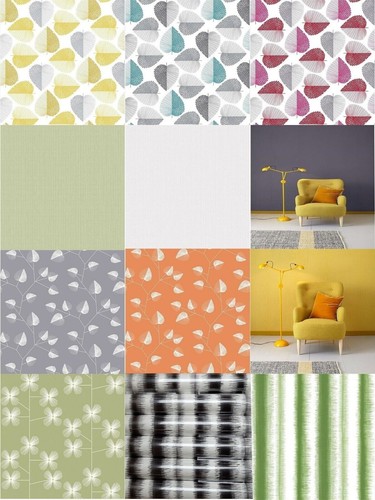Habitat wallpaper grey orange - grey,