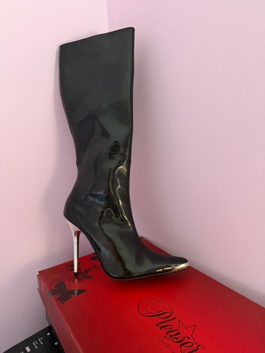 Pleaser black patent knee high - knee,