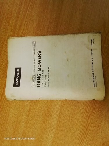 Ransomes parts list gang - ransomes,
