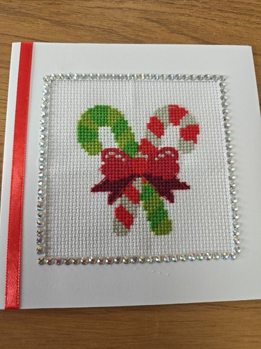 Handmade cross stitch card - cross,