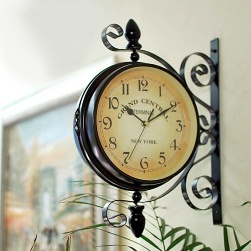 Round retro wall clock dual - clock,