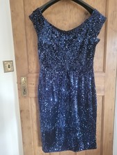 Navy Blue Sequined Party Dress