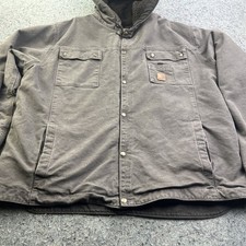 Carhartt J284 GVL 2XL Tall Sherpa Coat Hooded Gray Workwear Streetwear Vintage