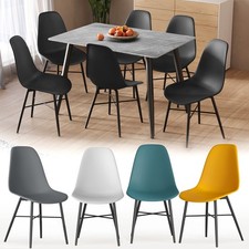 4/6 Kitchen Dining Chairs Set ABS Shell & Metal Legs Modern Designer Furniture