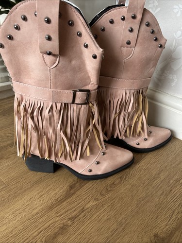 Ladies pink midcalf cowboy - ladies,