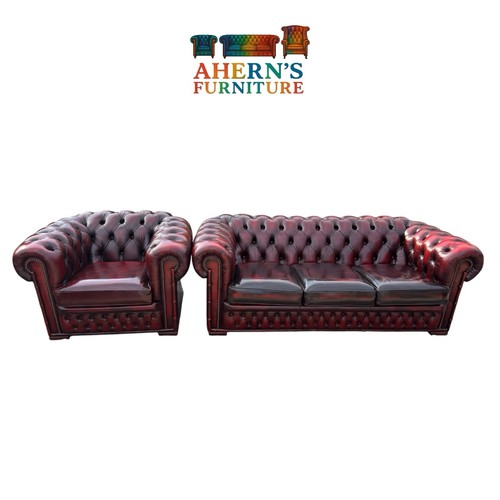 Oxblood leather chesterfield - oxblood,