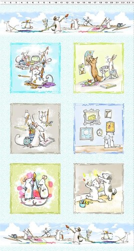 Art club panel quilt - fabric, by