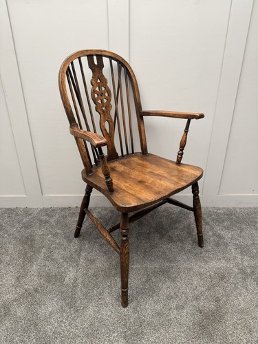 Antique wheel back arm chair - antique,
