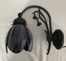 Tiffany Style wall Light With Purple Slag Glass Shade Lily/Tulip Design