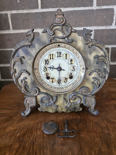 Antique mantel clock - mantel,