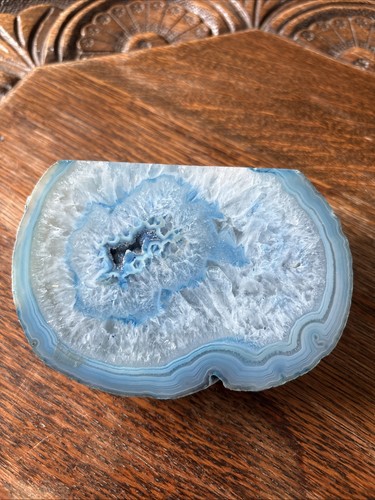 Blue agate geode - , bookend