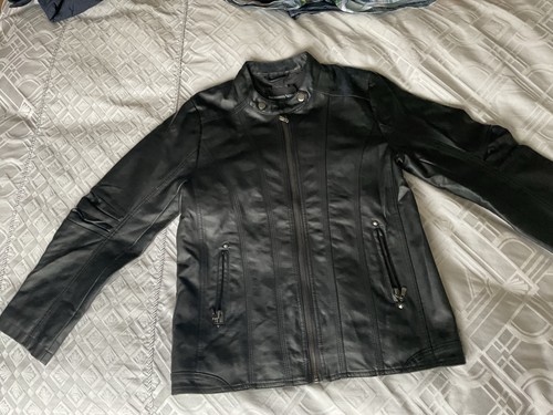 Boys black faux - leather, jacket
