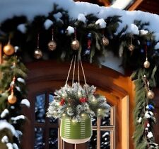 Artificial Pine & Berries Hanging Plants Basket W/lights. Christmas Winter Decor