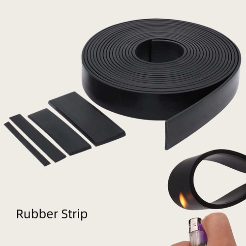 Black solid rubber flat strip - black,