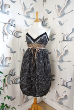 SPORTMAX by MAX MARA Black embroidered fringed Cotton dress size UK 6/8