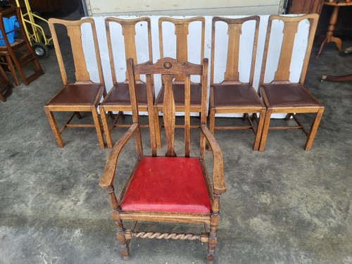 Vintage high back oak - high, dining