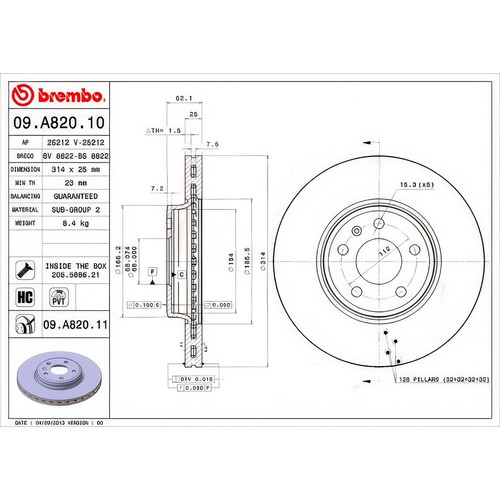 Brembo a820 brake disc - brembo, 09.a820.11