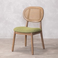 GREEN RATTAN DINING CHAIR WOODEN MID-CENTURY DINING CHAIR FABRIC DINING CHAIR