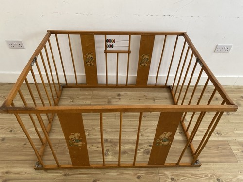 Vintage wooden folding baby - wooden,