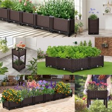Rattan Garden Flower Bed Vegetables Box Outdoor Planter Trough with Drain Holes