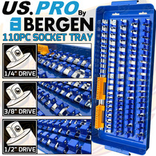 BERGEN 1/4" 3/8" 1/2" 110 Clip Socket Storage Rails Socket Tray Rack Bit Holder
