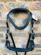 BITLESS MULTI-BRIDLE SIDE PULL & CROSSOVER BLACK BROWN PADDED LEATHER FULL COB