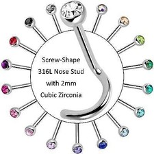 Screw Shape Nose Stud * 2mm