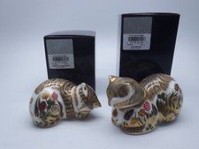 ROYAL CROWN DERBY COTTAGE CAT & KITTEN PAPERWEIGHTS